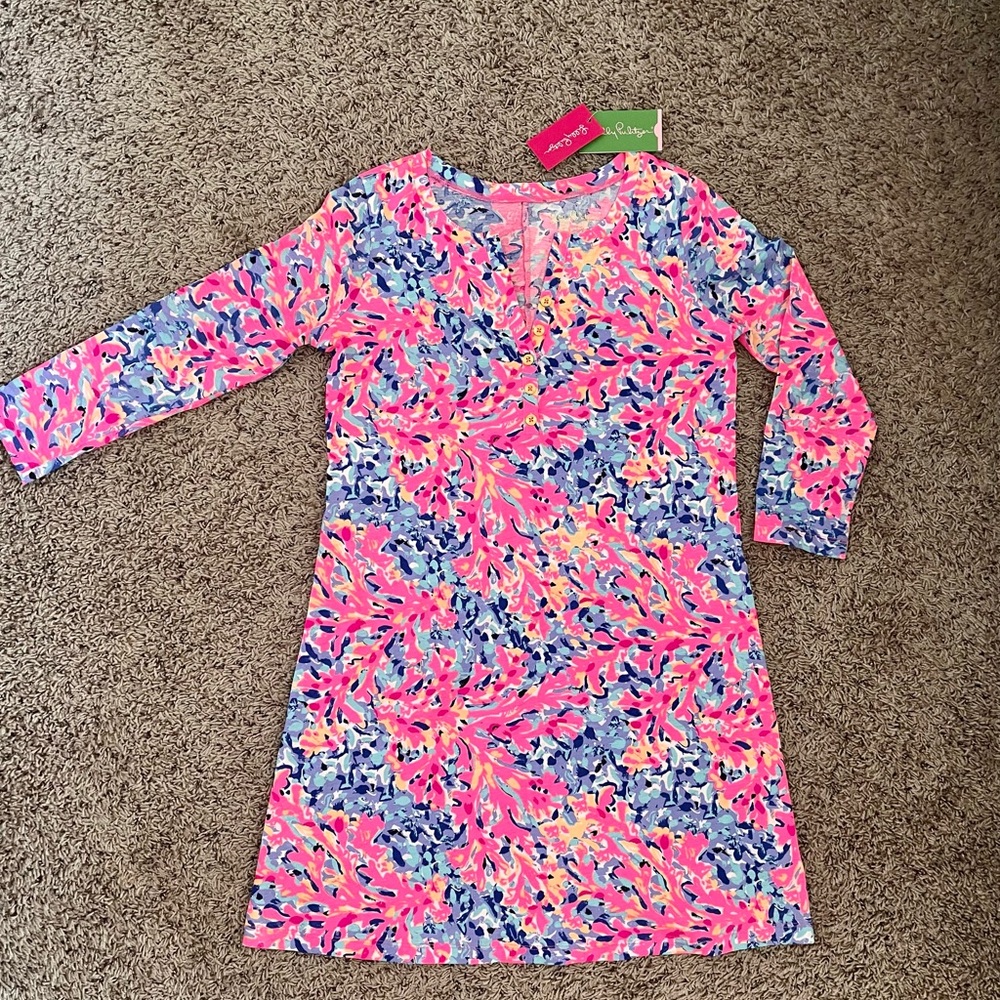 Lily Pulitzer Vibrant Pink and Blue Patterned Dress